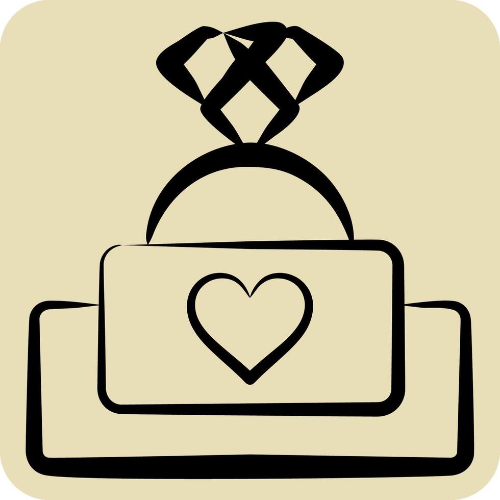 Icon Engagement Ring 2. related to Ring symbol. hand drawn style. simple design editable. simple illustration vector