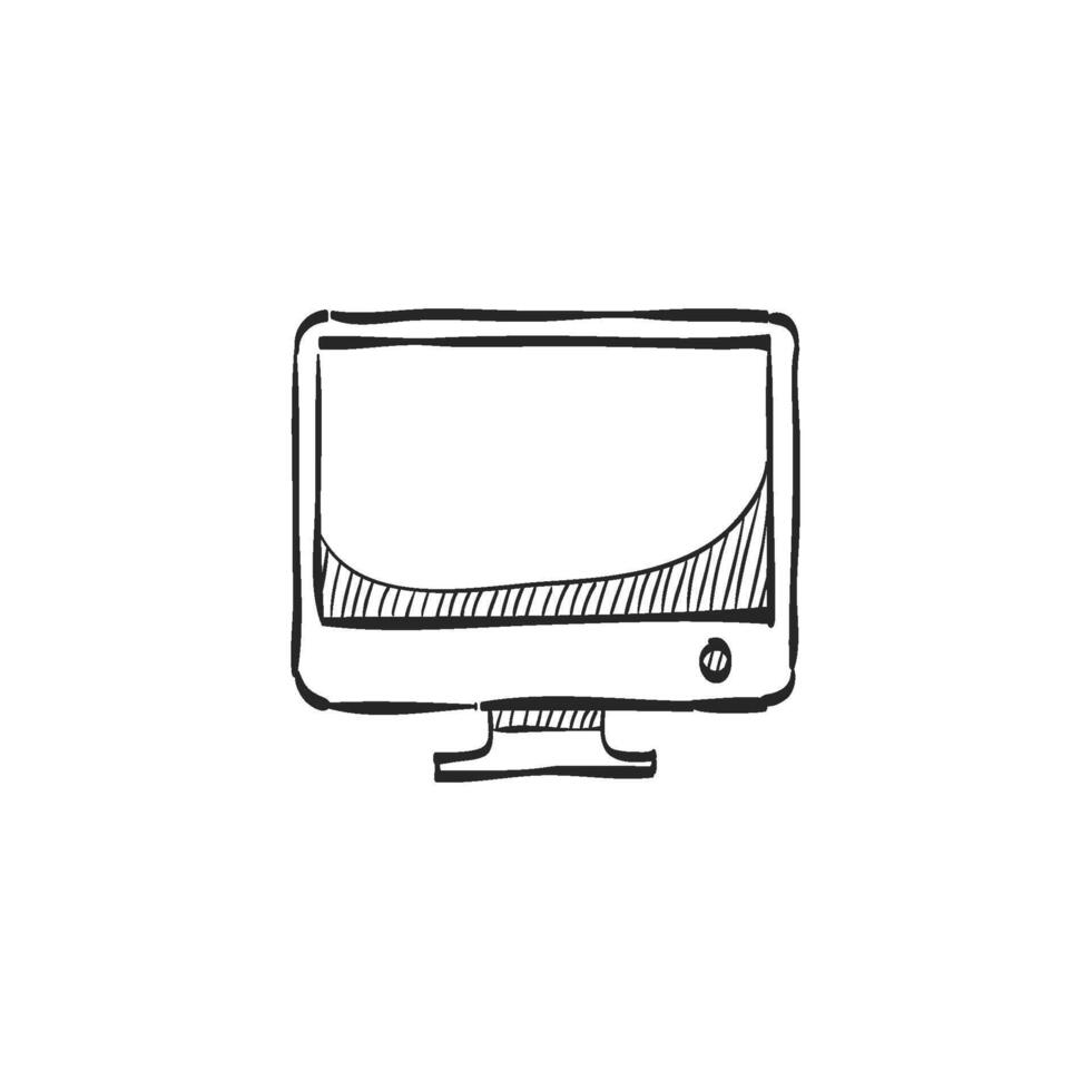 mano dibujado bosquejo icono computadora monitor vector