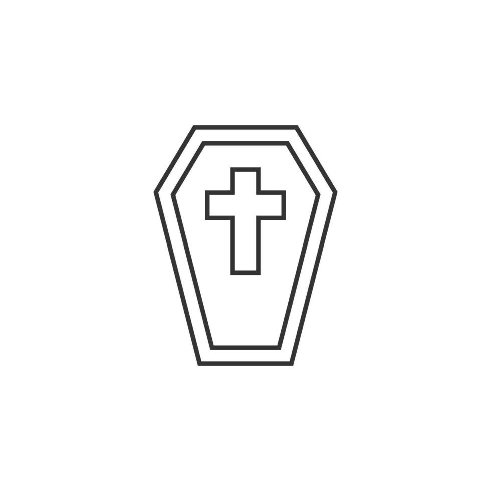 Coffin icon in thin outline style vector
