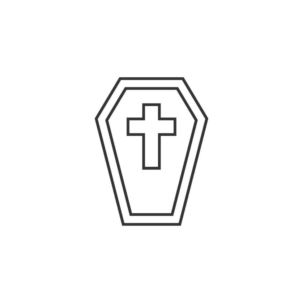 Coffin icon in thin outline style vector