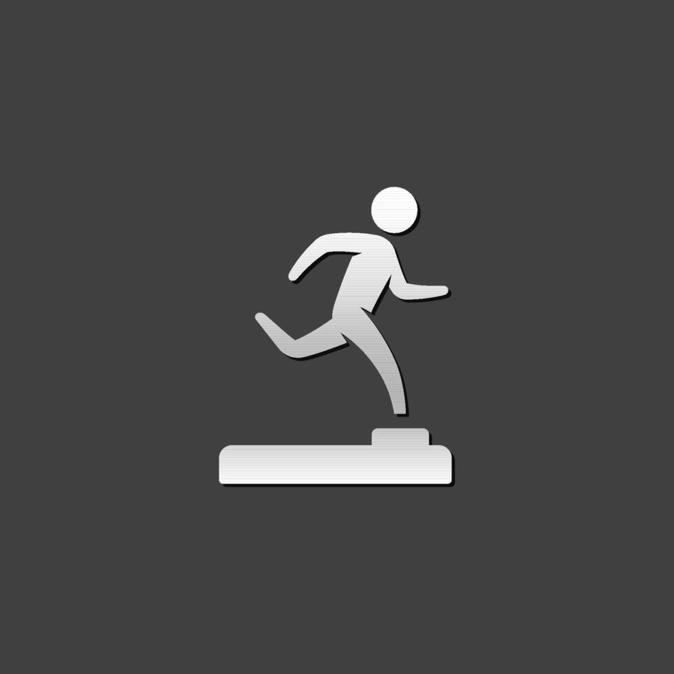 Athletic trophy icon in metallic grey color style. Sport running triathlon vector