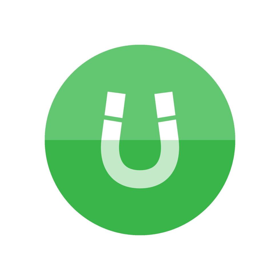 Magnet icon in flat color circle style. Object electromagnet metal power pull south north vector