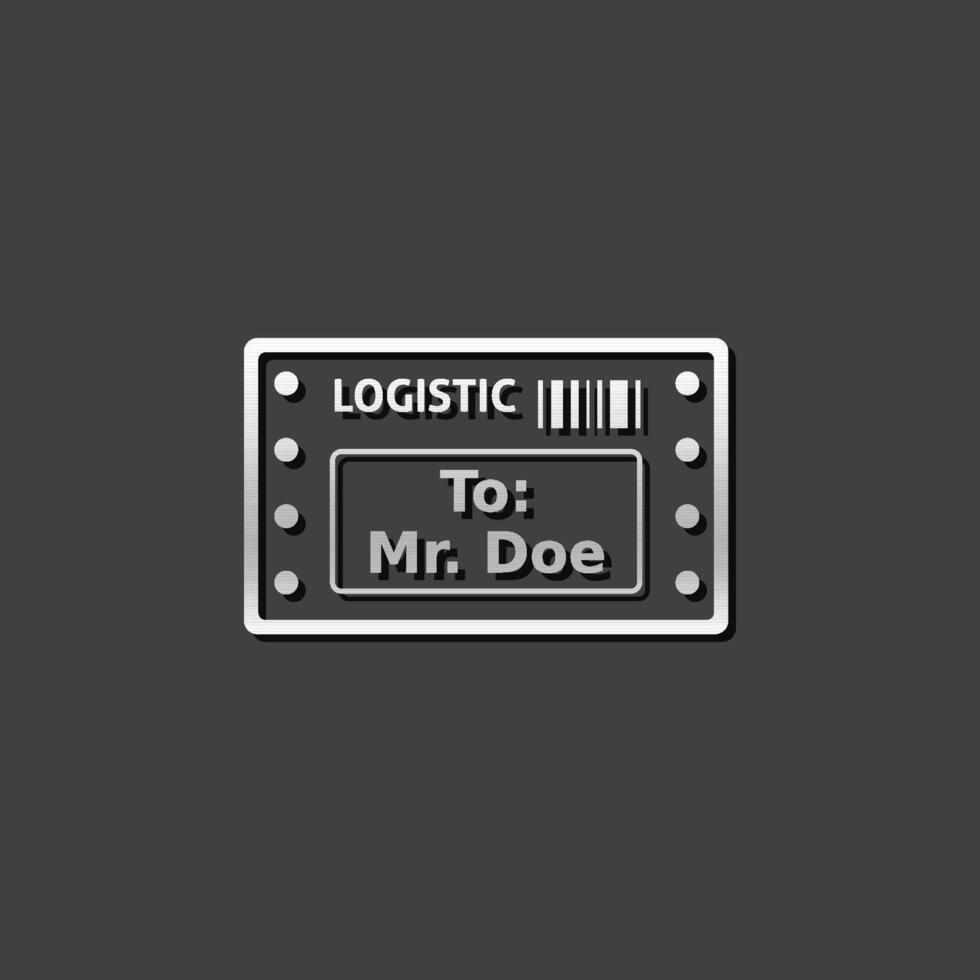 Logistic receipt icon in metallic grey color style. Send shipping delivery vector