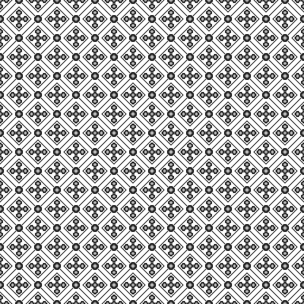 black white asian floral geometric fabric pattern vector