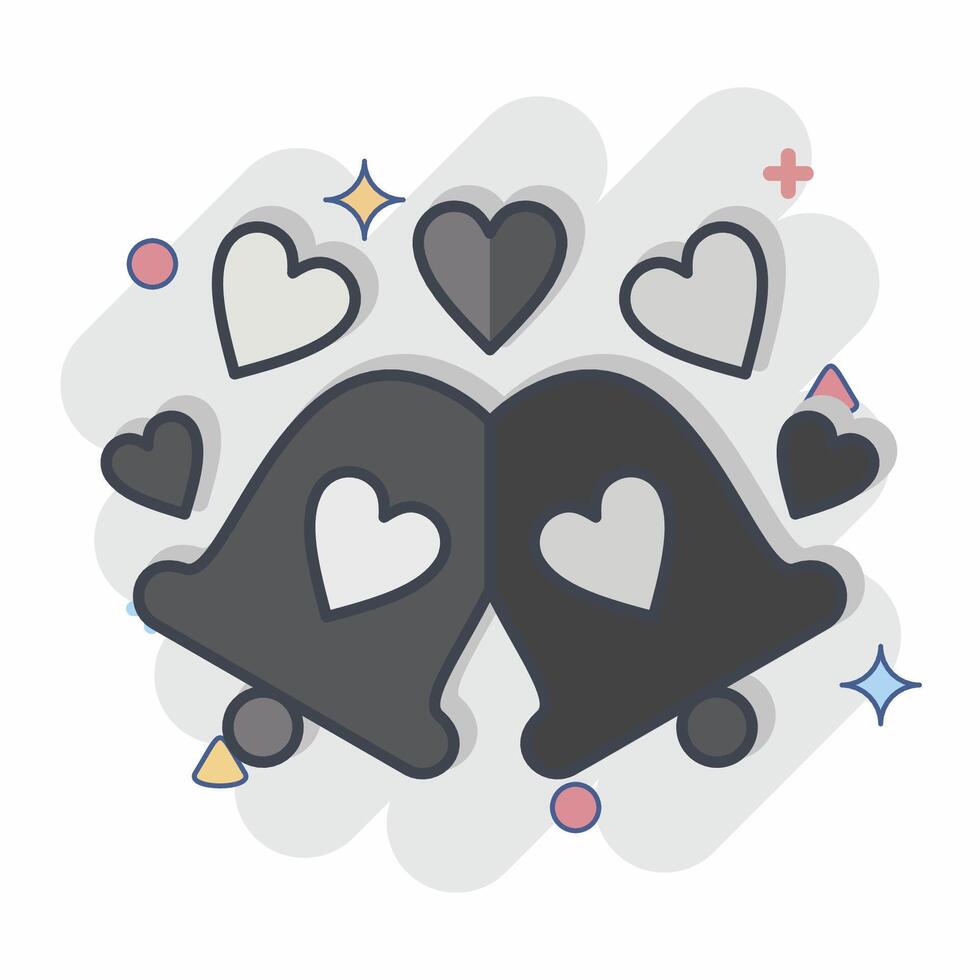 Icon Wedding Bells. related to Ring symbol. comic style. simple design editable. simple illustration vector