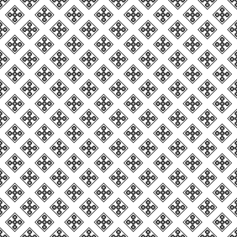 black white asian floral geometric fabric pattern vector