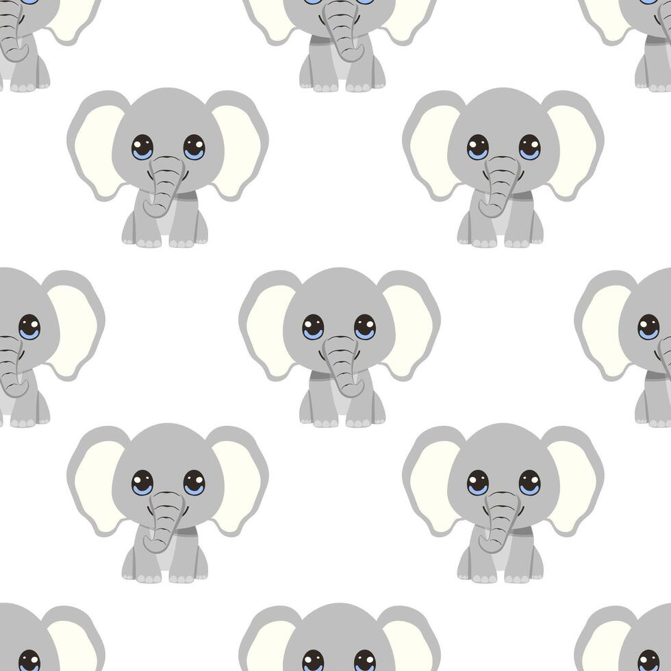 seamless pattern with cartoon cute elephant vector