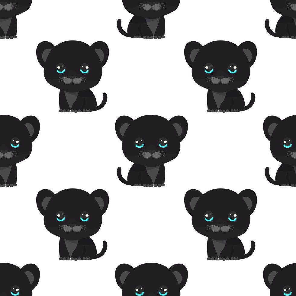 seamless vector pattern with cute panther