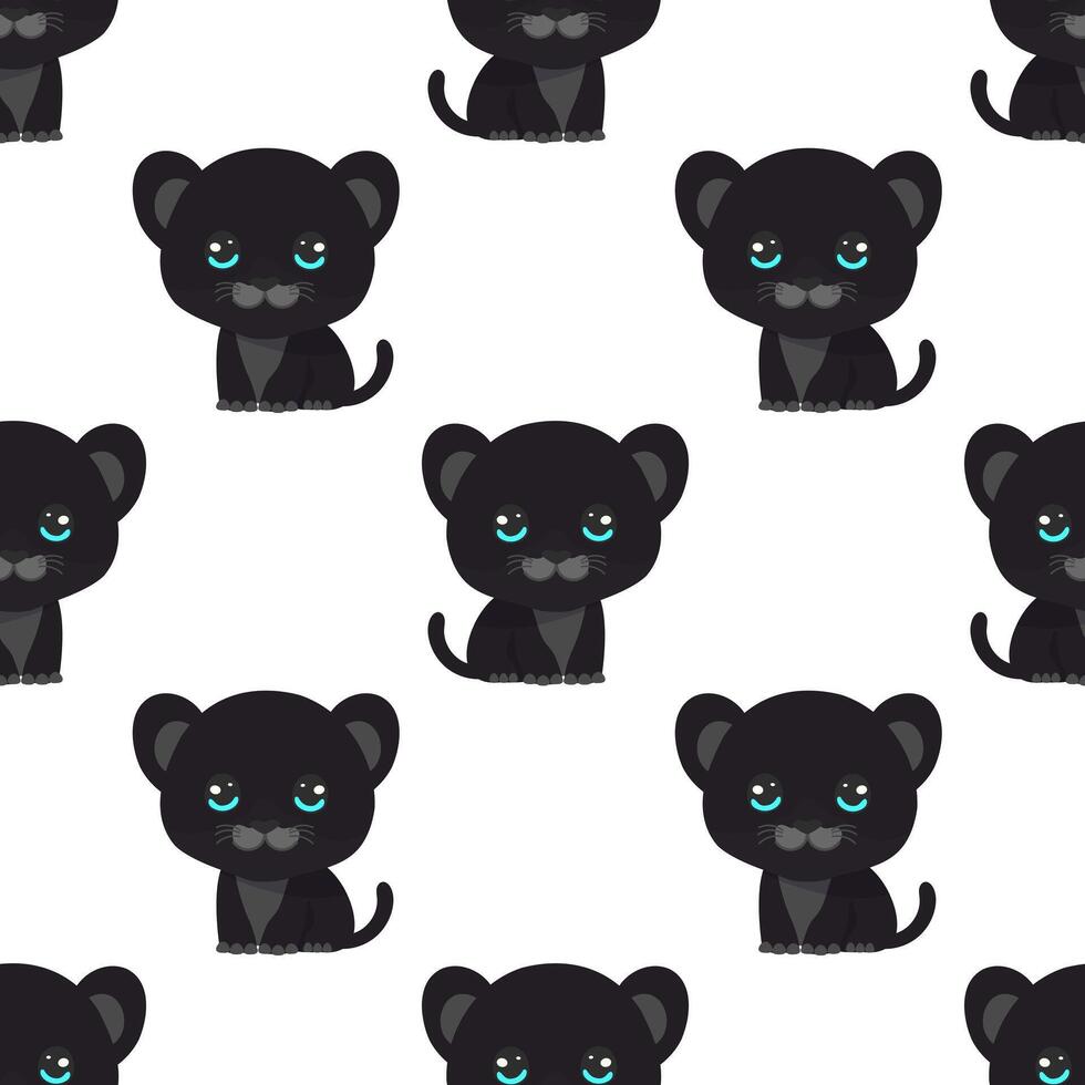 seamless vector pattern with cute panther