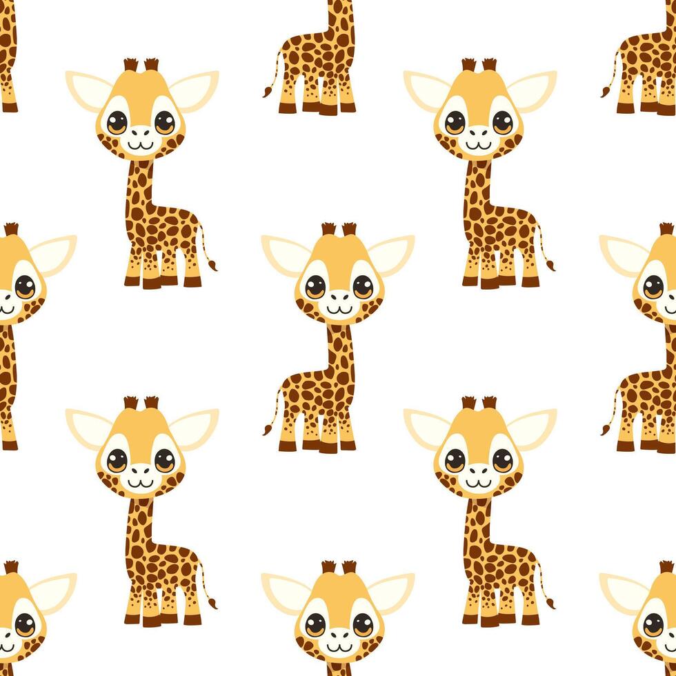 seamless pattern with cartoon cute giraffe vector