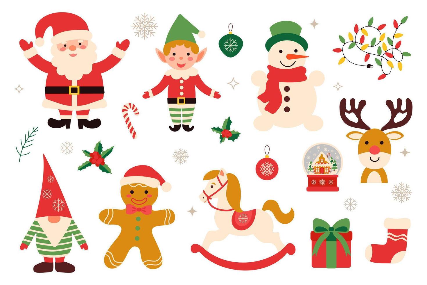 set of christmas elements vector