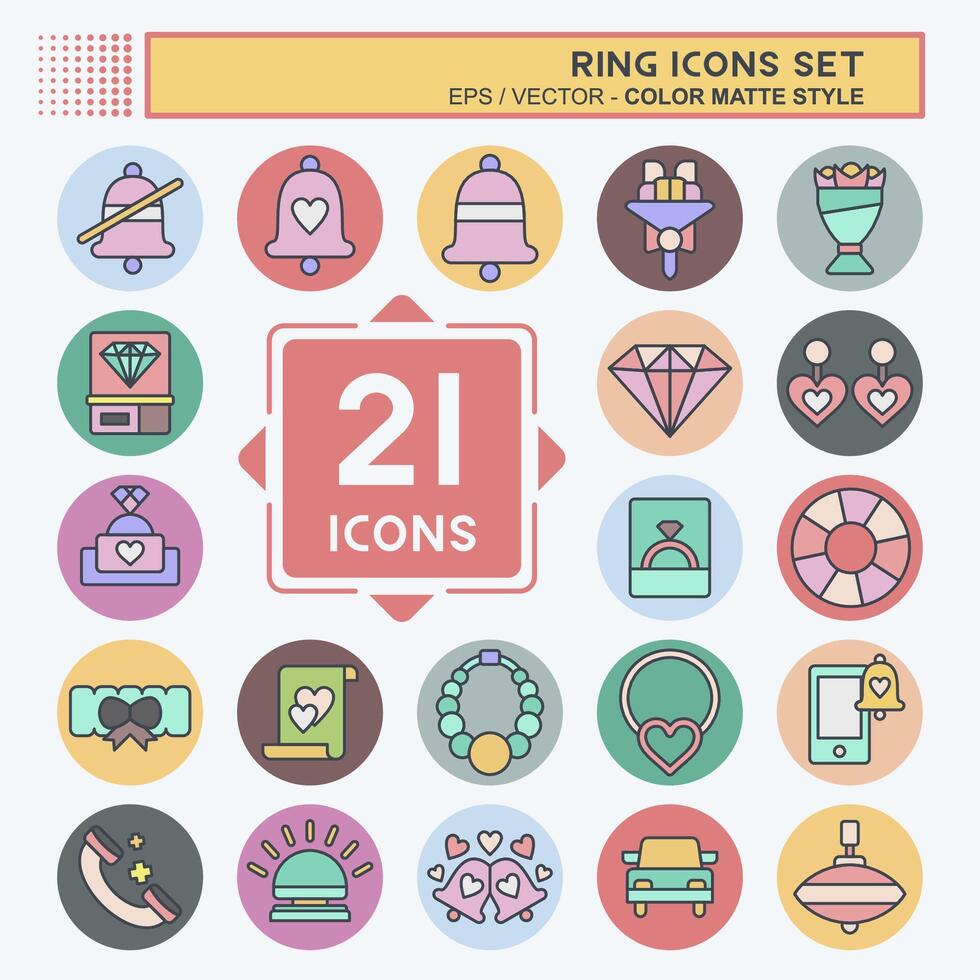 Icon Set Ring. related to Wedding symbol. color mate style. simple design editable. simple illustration vector