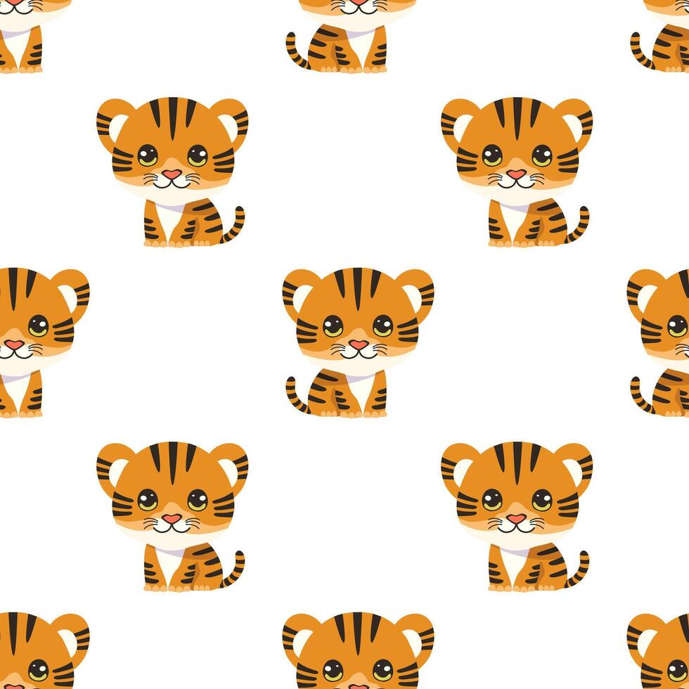 sin costura modelo con dibujos animados linda Tigre vector