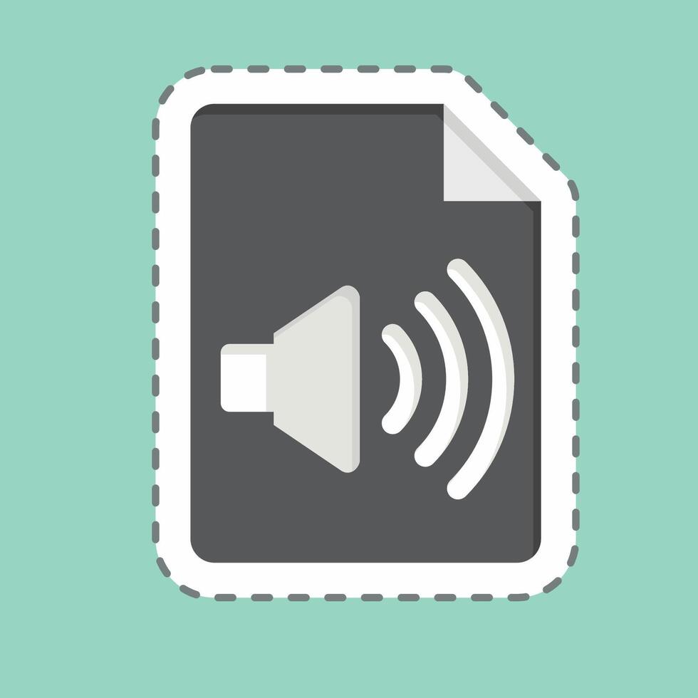 Sticker line cut Audio File. related to Podcast symbol. simple design editable. simple illustration vector