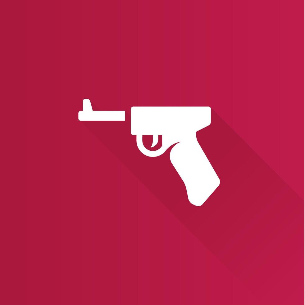 Arm gun flat color icon long shadow vector illustration