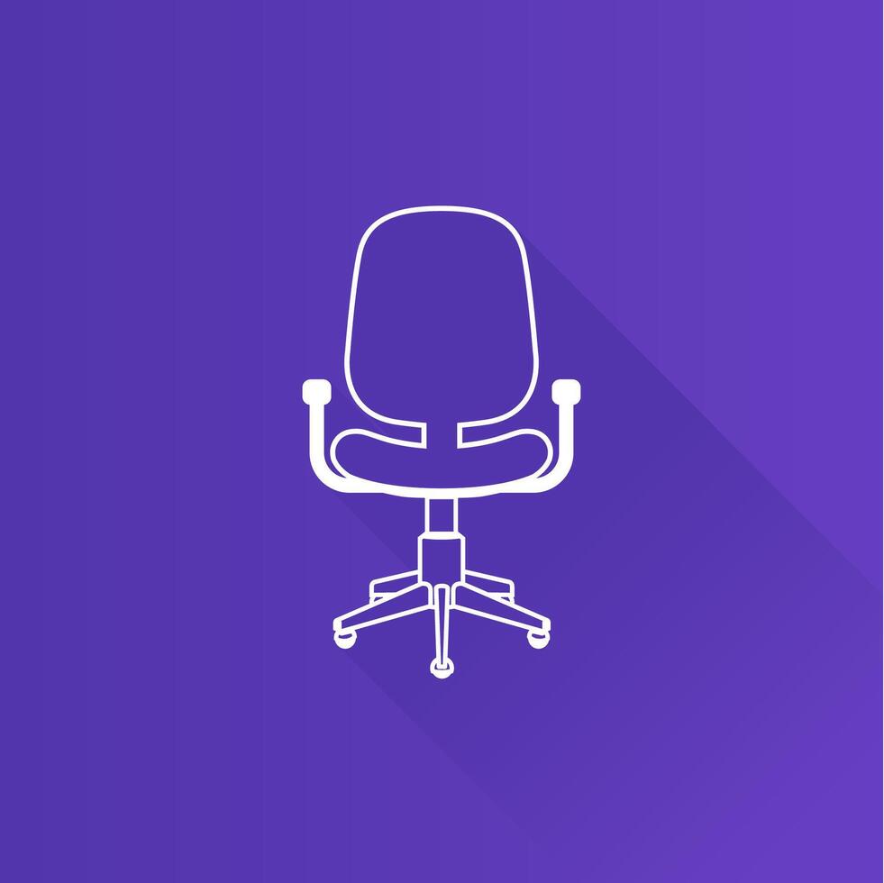 oficina silla plano color icono largo sombra vector ilustración