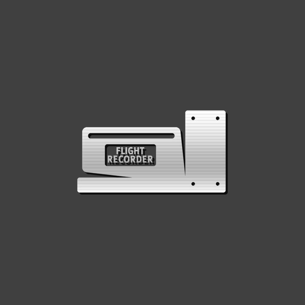 Flight recorder icon in metallic grey color style. Transportation equipment aviation vector