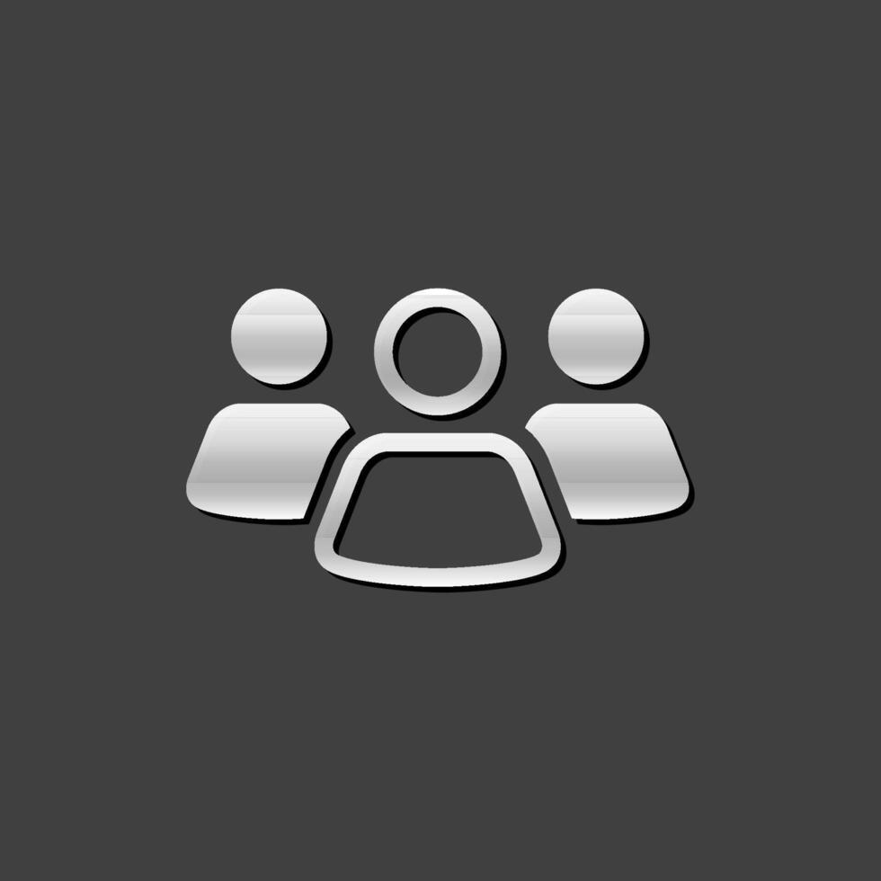 Teamwork icon in metallic grey color style.Business collaboration team vector