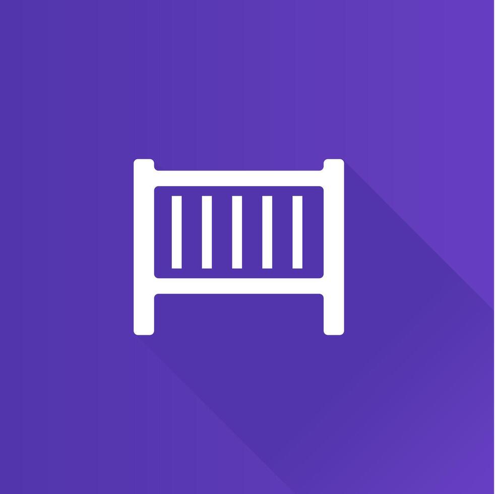 Baby bed flat color icon long shadow vector illustration