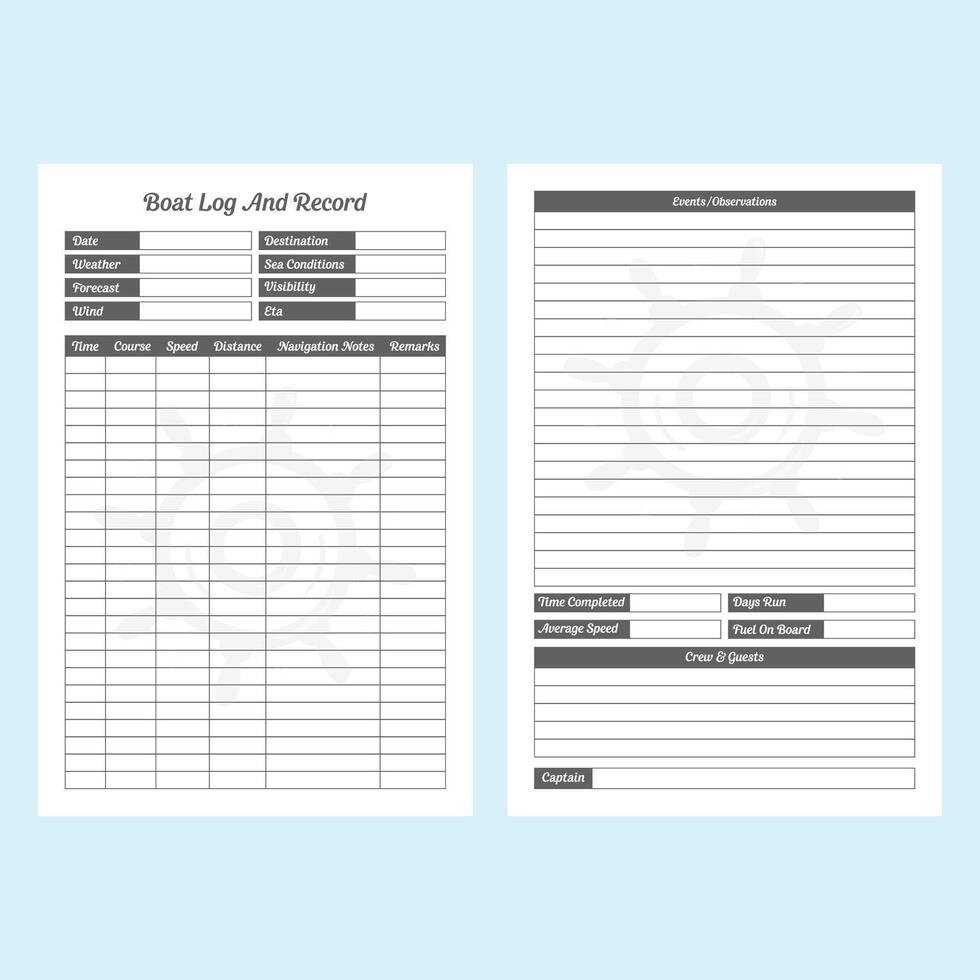 Vector Illustration of Boat Log And Record interior