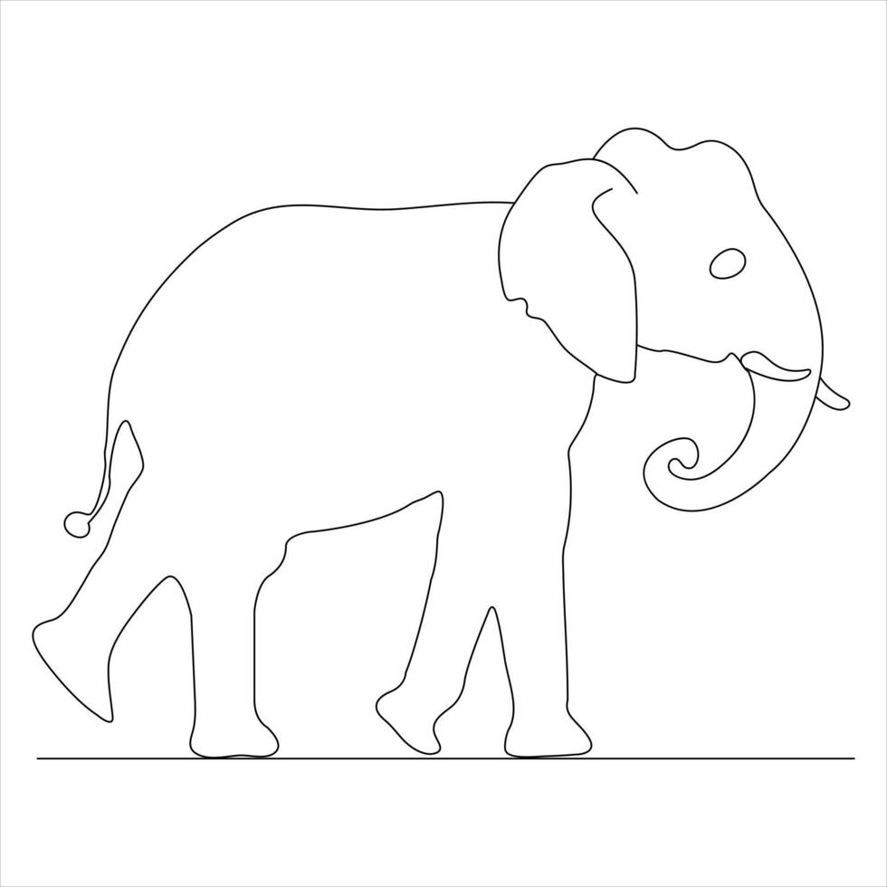 Single line continuous drawing of a elephant and concept world wild life day outline vector illustration