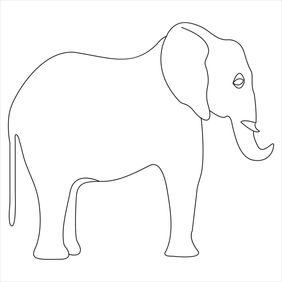 soltero línea continuo dibujo de un elefante y concepto mundo salvaje vida día contorno vector ilustración