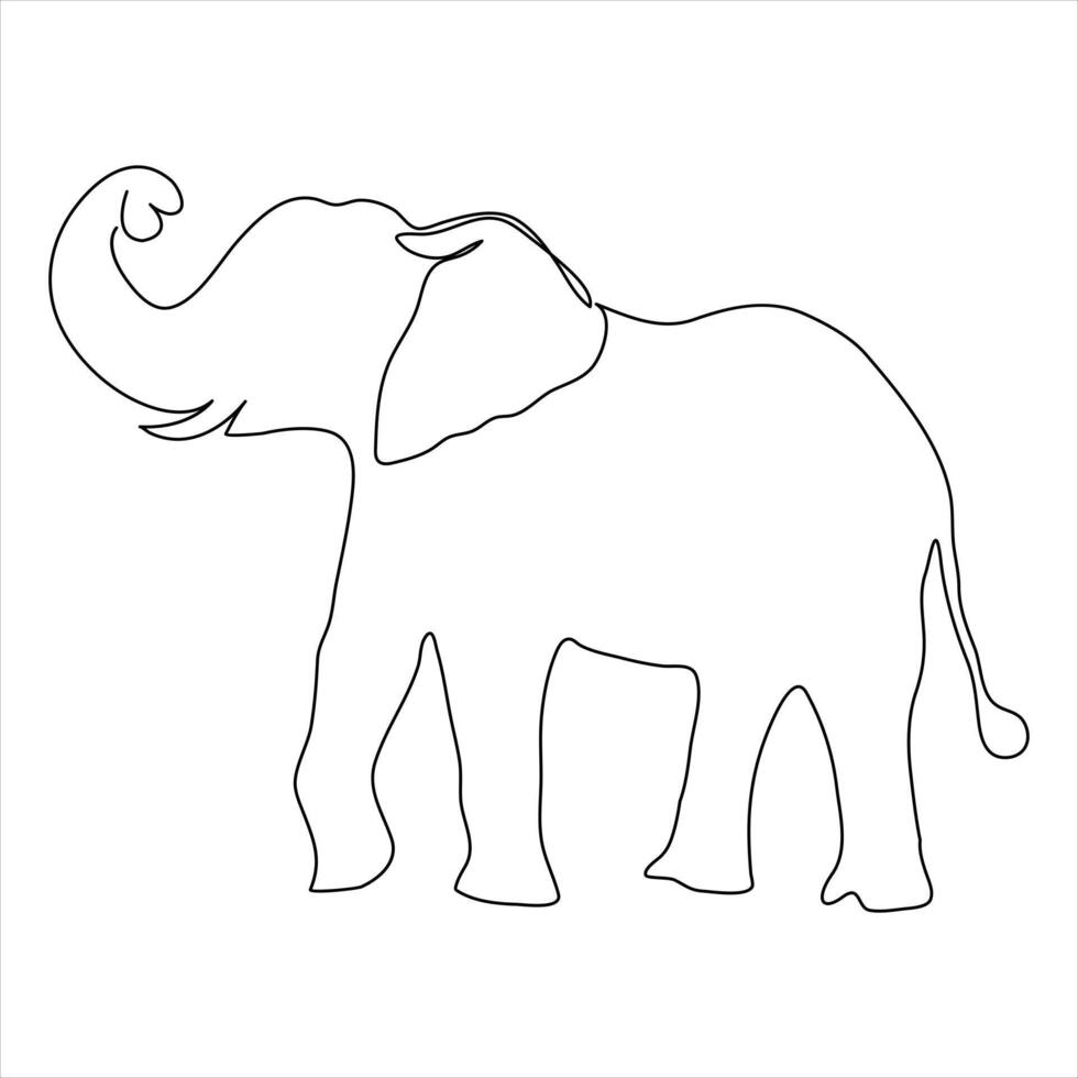 soltero línea continuo dibujo de un elefante y concepto mundo salvaje vida día contorno vector ilustración