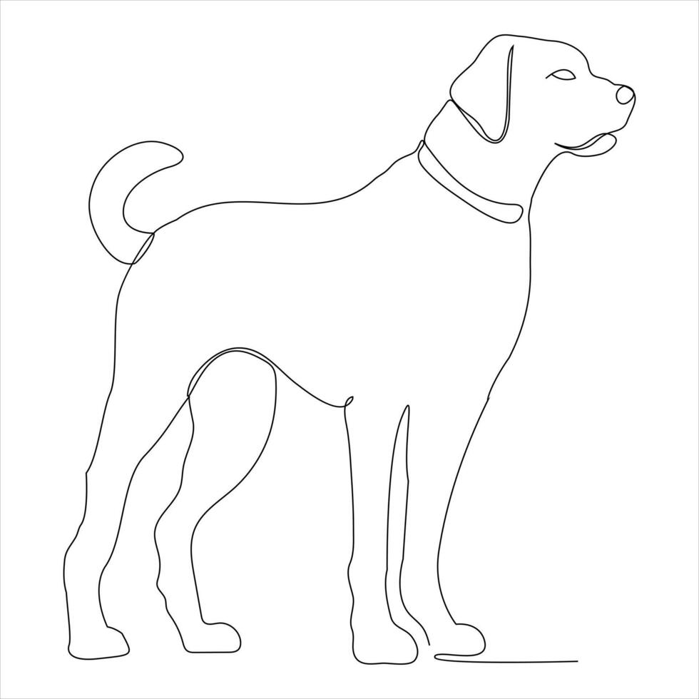 Continuous single line art drawing style of dog and single line dog drawing vector illustration