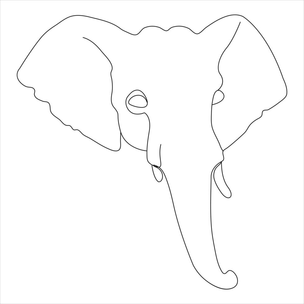 Single line continuous drawing of a elephant head and concept world wild life day outline vector illustration