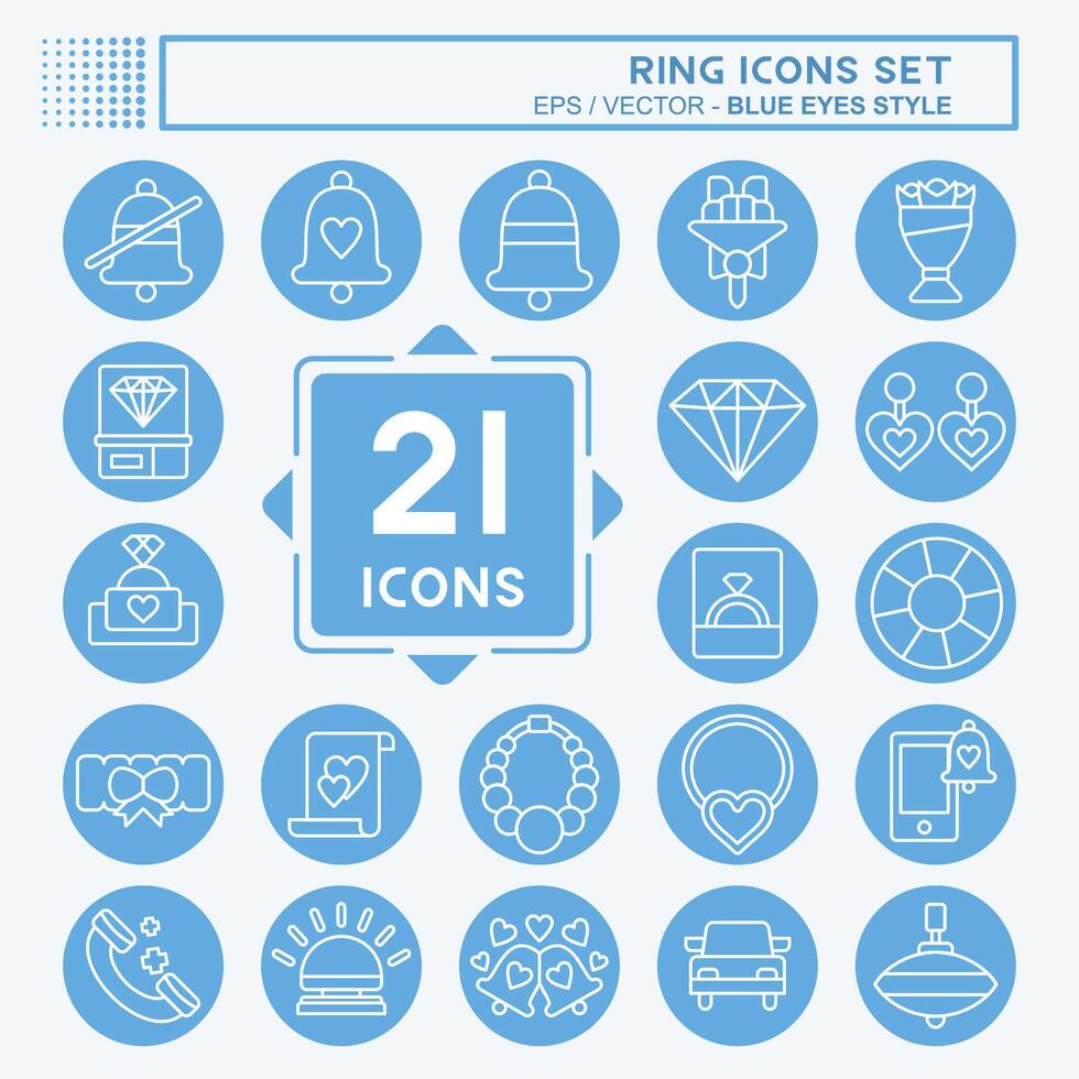 Icon Set Ring. related to Wedding symbol. blue eyes style. simple design editable. simple illustration vector