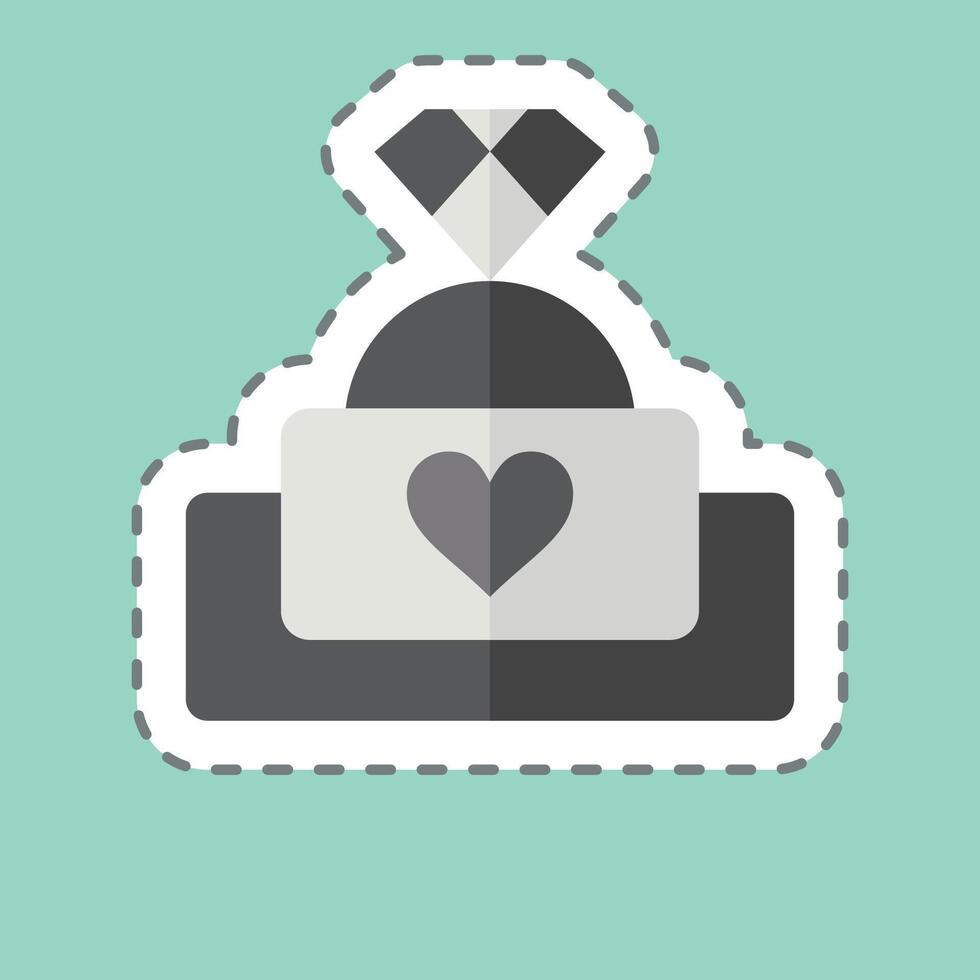 Sticker line cut Engagement Ring 2. related to Ring symbol. simple design editable. simple illustration vector