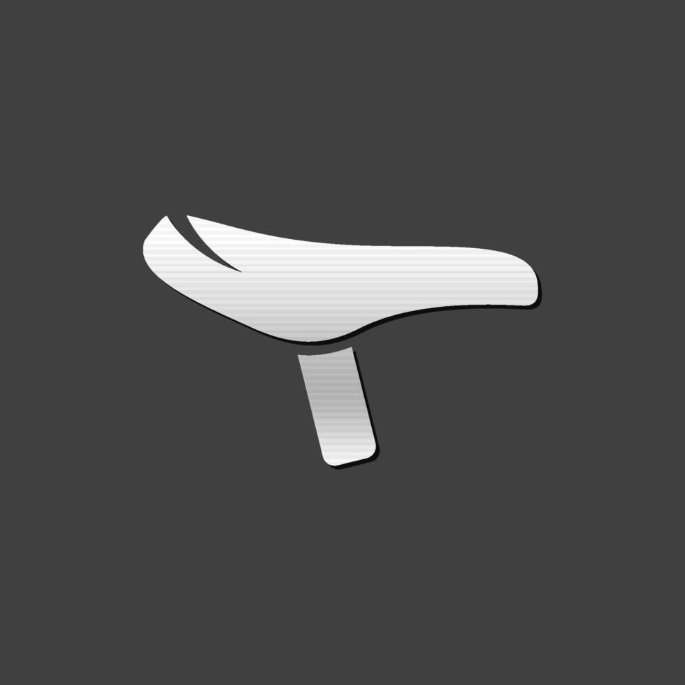 Bicycle saddle icon in metallic grey color style.Transportation sport cycling spare parts vector