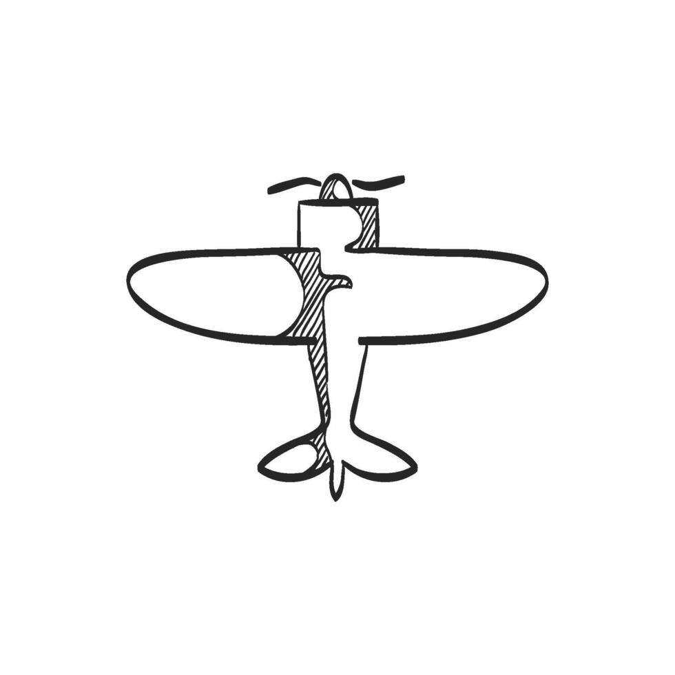 Hand drawn sketch icon vintage airplane vector