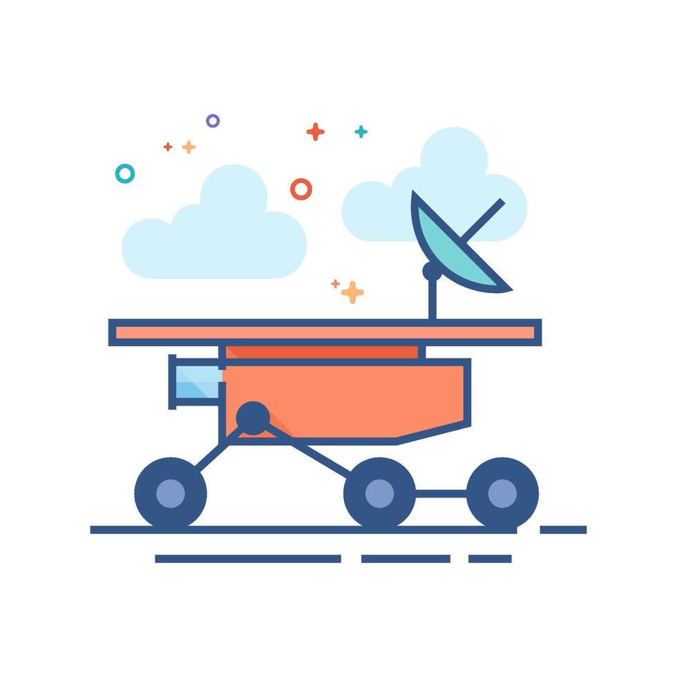 Space rover icon flat color style vector illustration