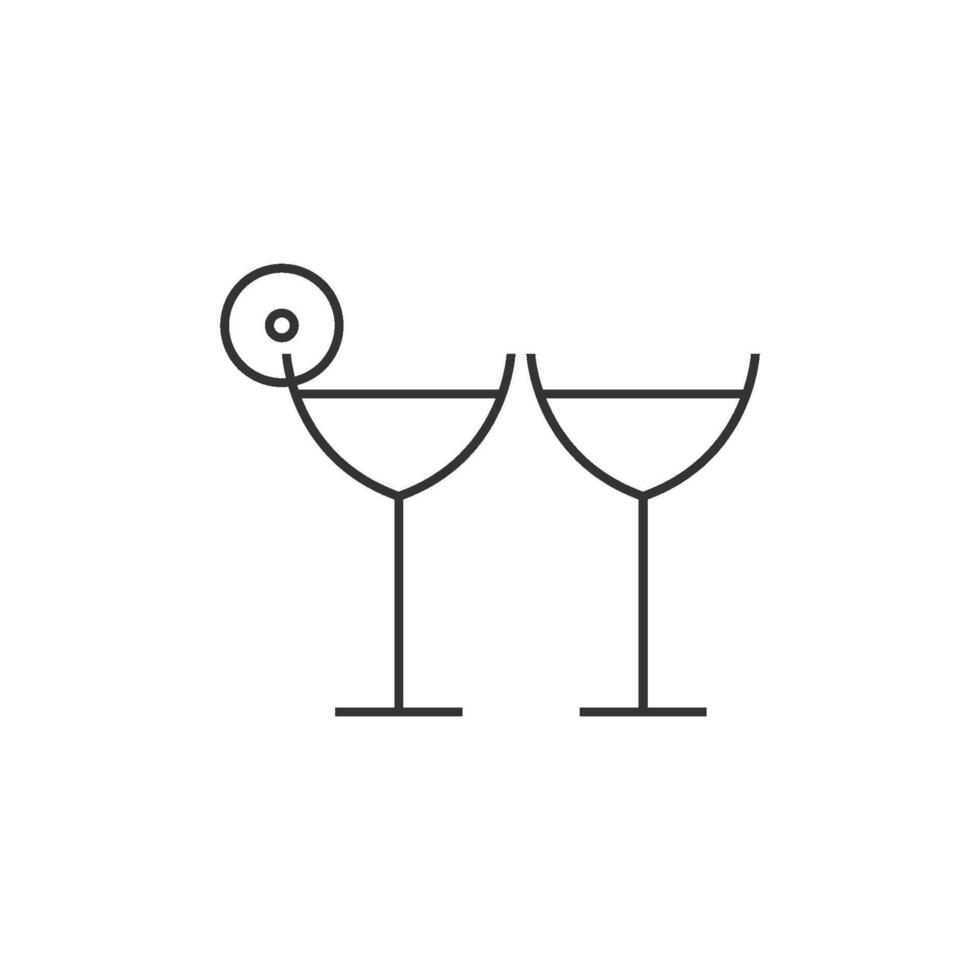 Wine icon in thin outline style vector