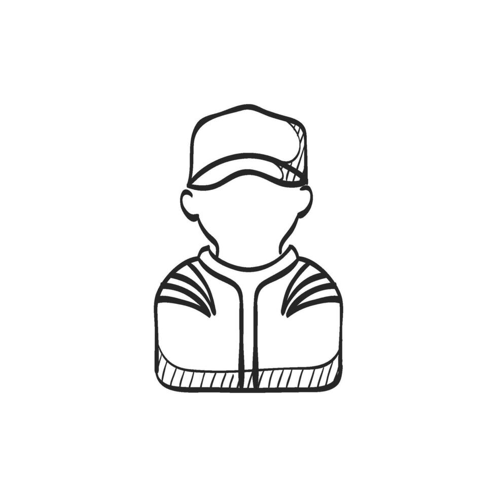 Hand drawn sketch icon racer avatar vector