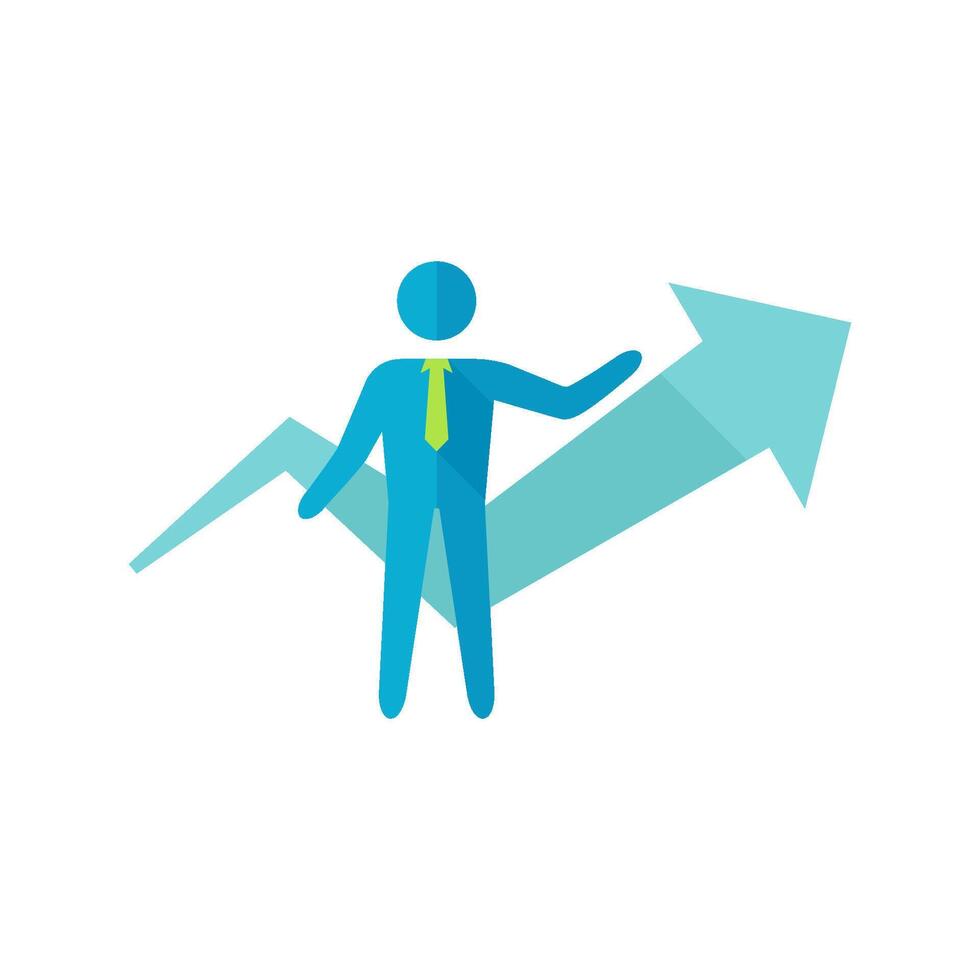 Businessman chart icon in flat color style. Business finance growth success info graphic vector