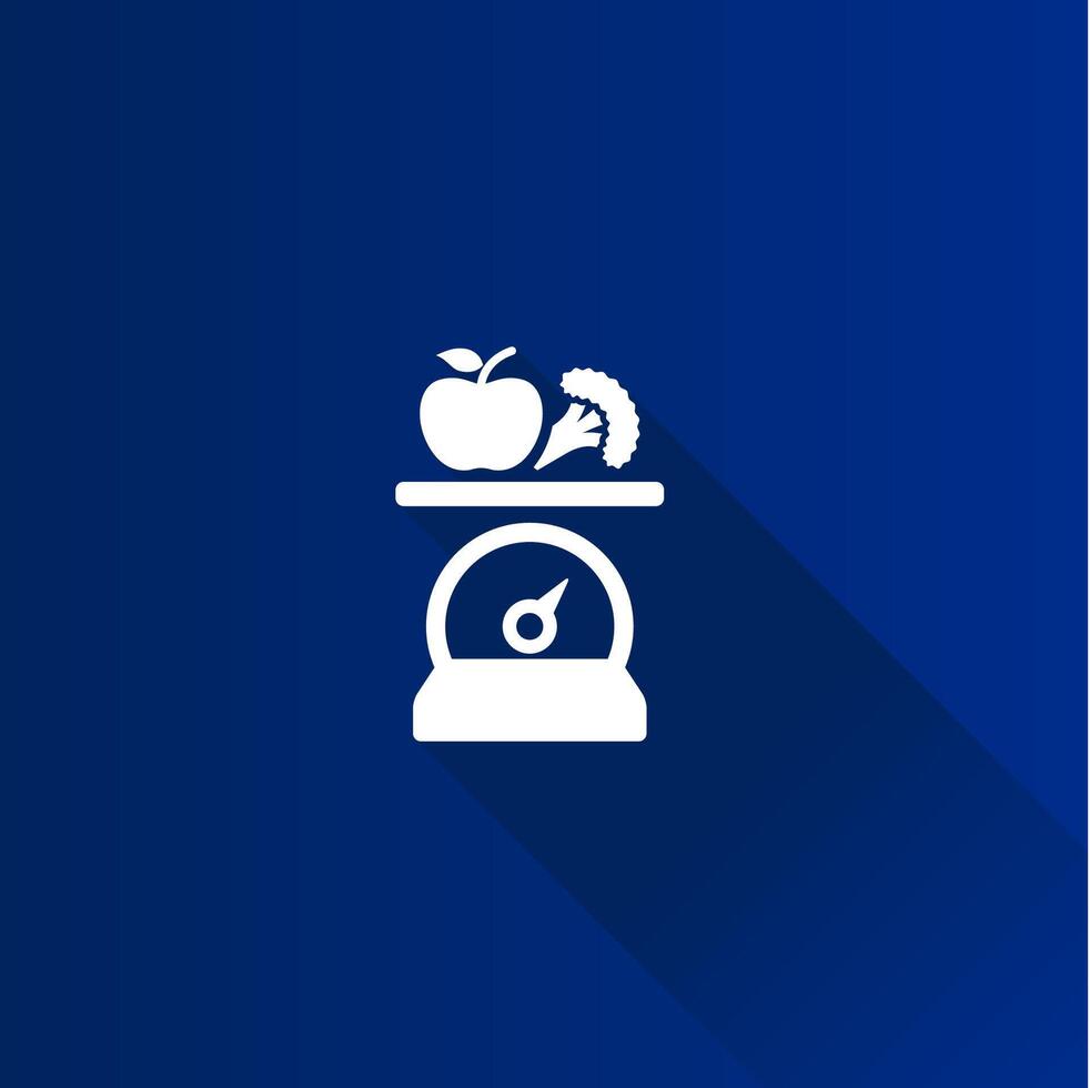 Food scale flat color icon long shadow vector illustration