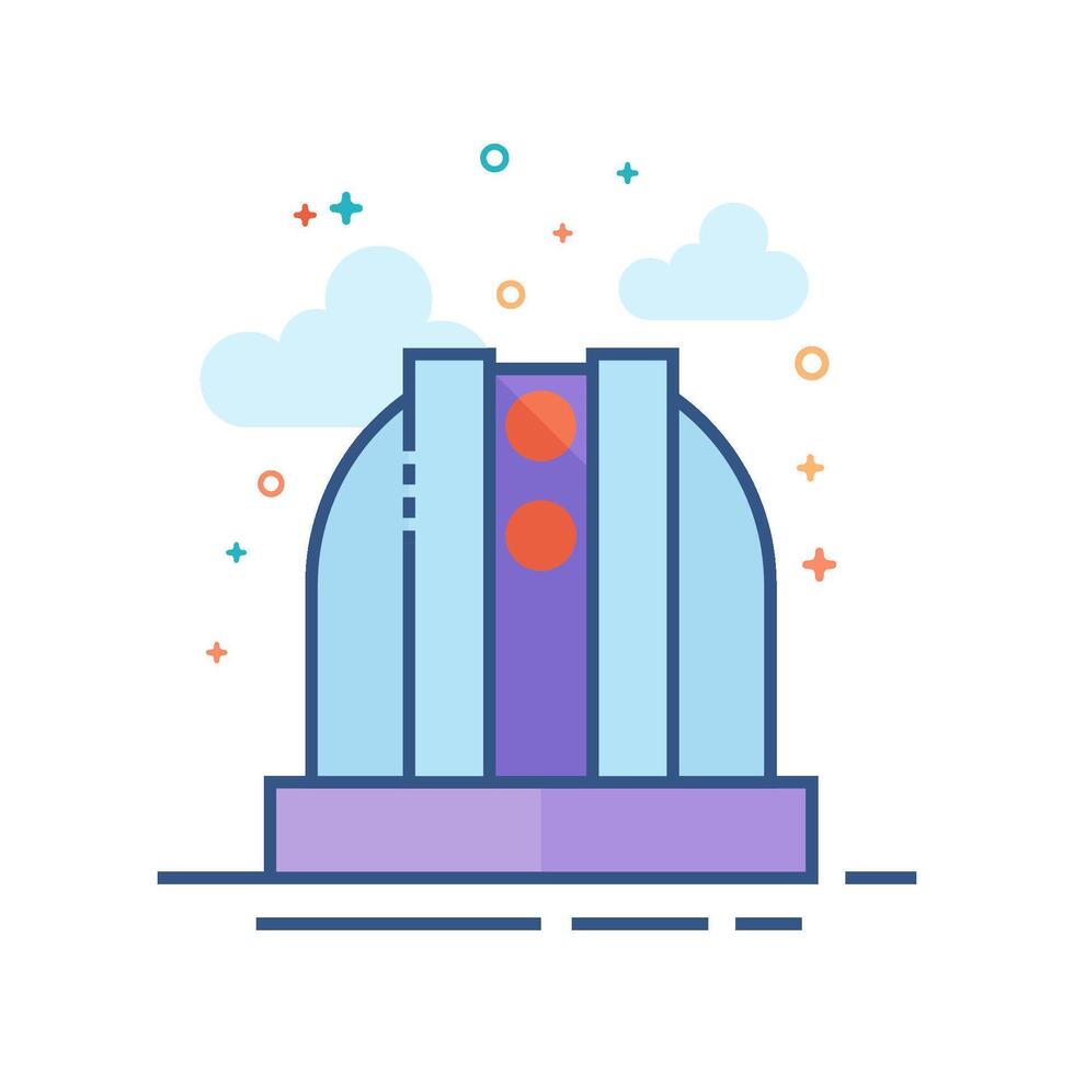 Earth telescope icon flat color style vector illustration
