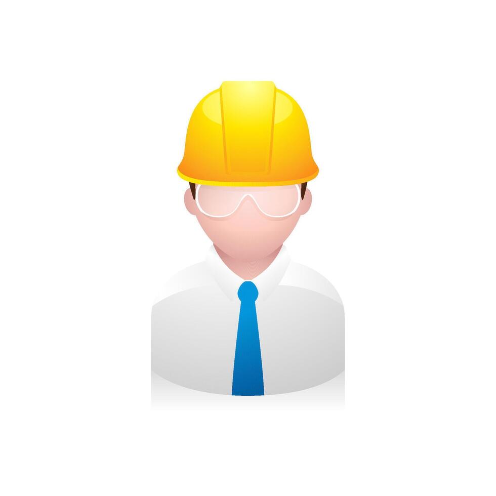 Construction worker avatar icon in colors. vector