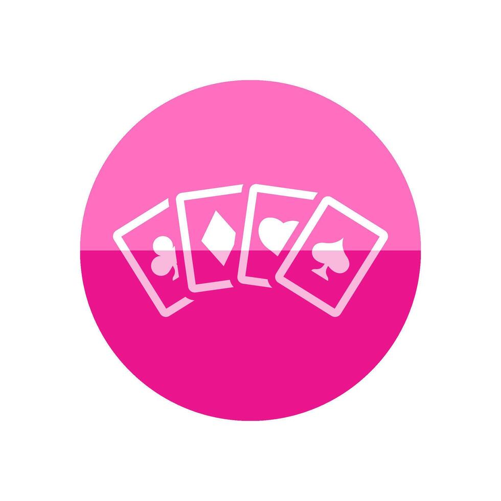 Playing cards icon in flat color circle style. Game gambling leisure set shape spade heart ace vector