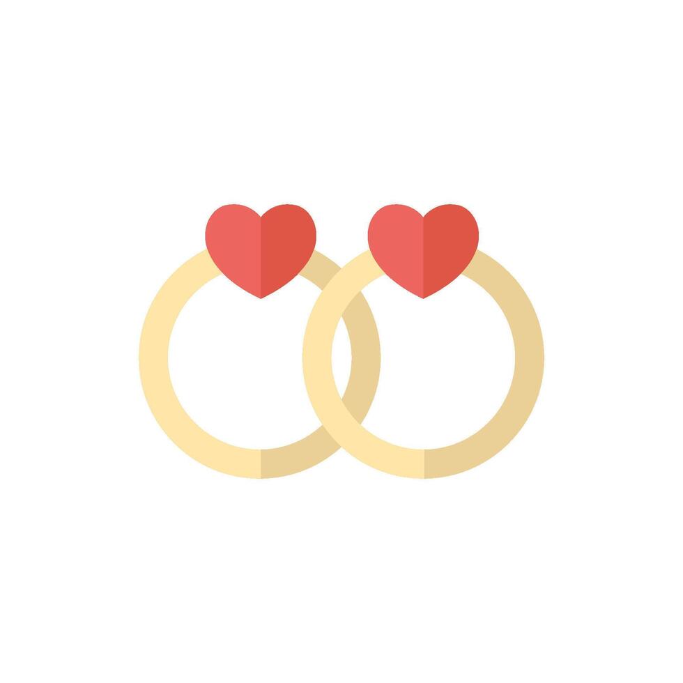 Wedding ring icons in flat color style. vector