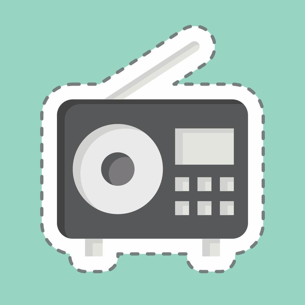Sticker line cut Radio. related to Podcast symbol. simple design editable. simple illustration vector