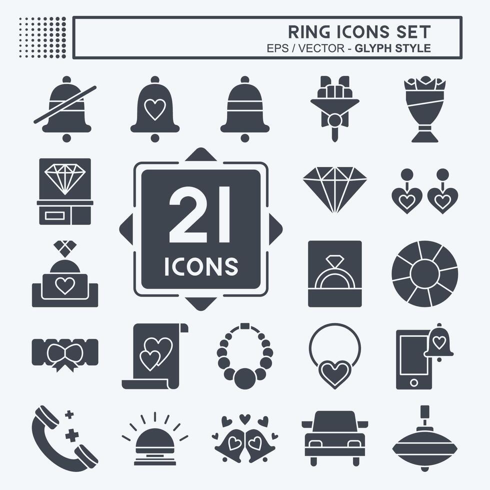 Icon Set Ring. related to Wedding symbol. glyph style. simple design editable. simple illustration vector