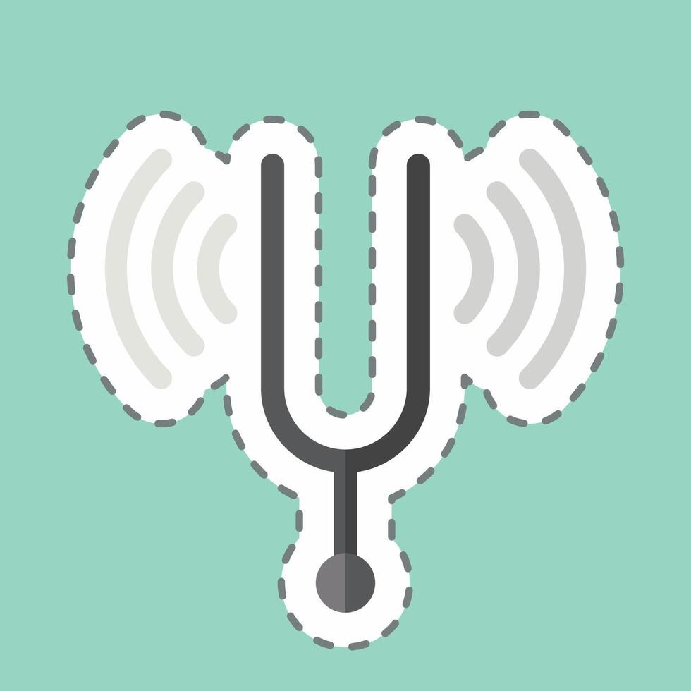 Sticker line cut Tuning Fork. related to Podcast symbol. simple design editable. simple illustration vector