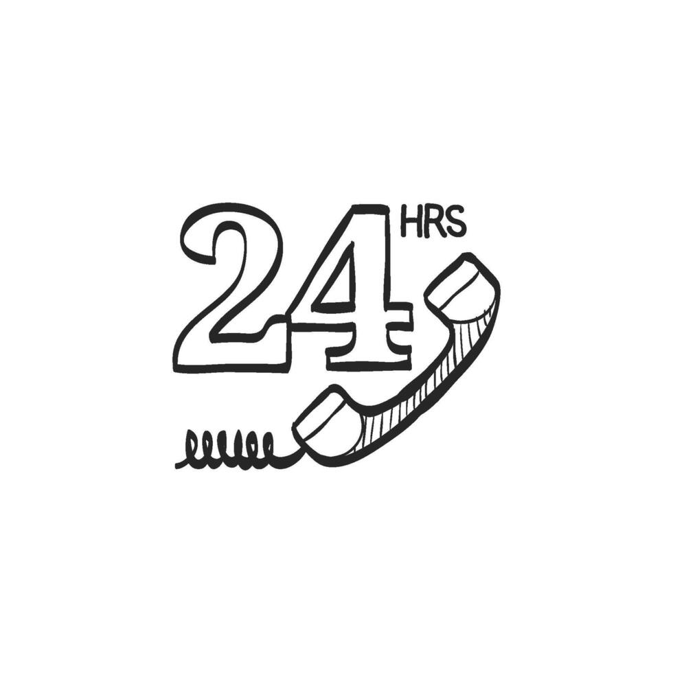 Hand drawn sketch icon 24 hours vector