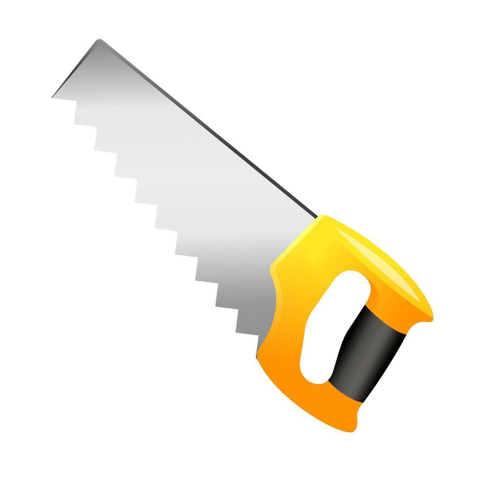 Hand saw icon in color. Carpenter tool equipment construction vector