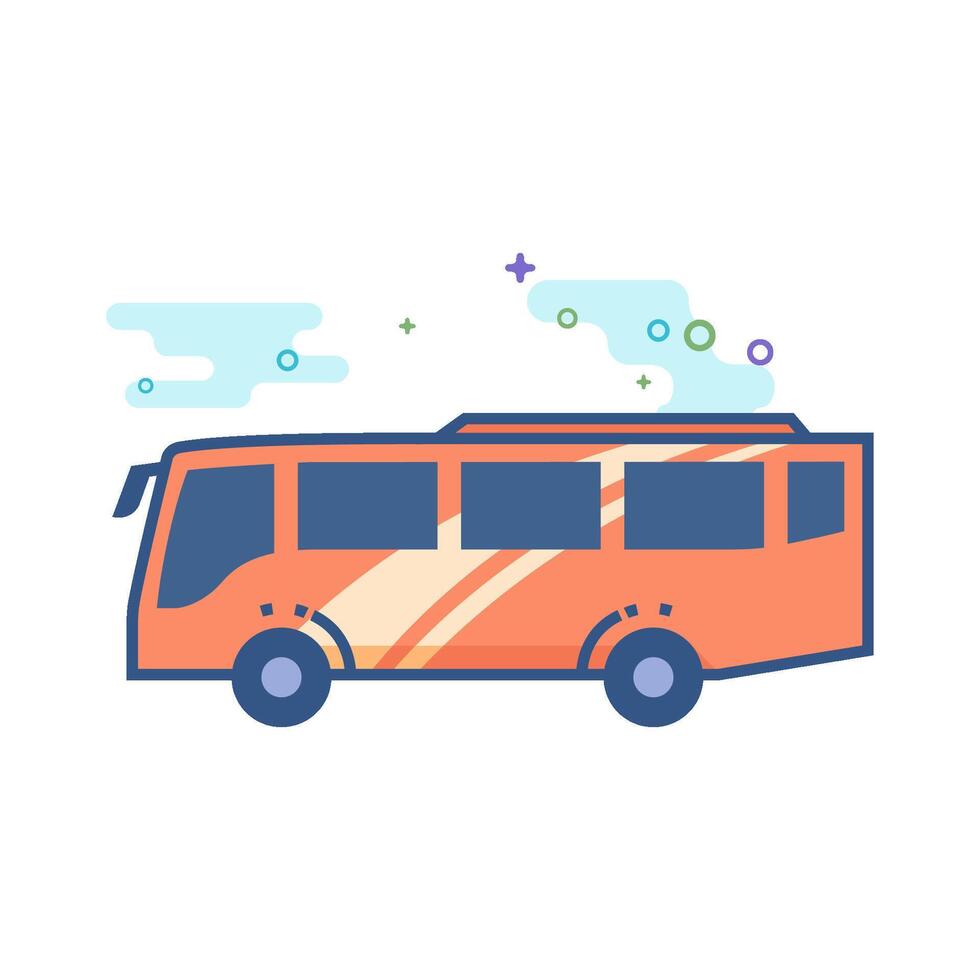 Bus icon flat color style vector illustration