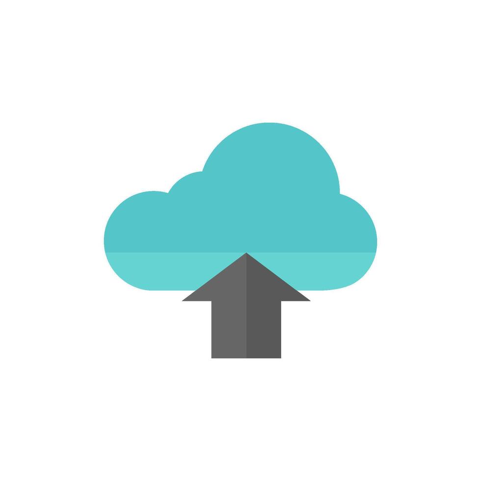 Cloud upload icon in flat color style. vector