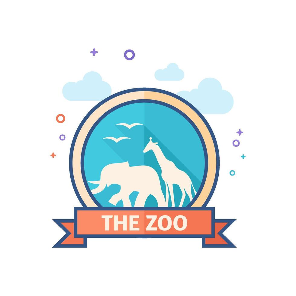 Zoo gate icon flat color style vector illustration